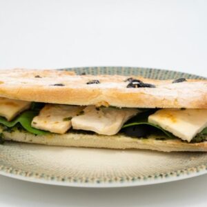 Grilled Halloumi Sandwich with Pesto & Basil Ciabatta |  ساندويتش شباتا الحلوم المشوي مع البيستو والريحان