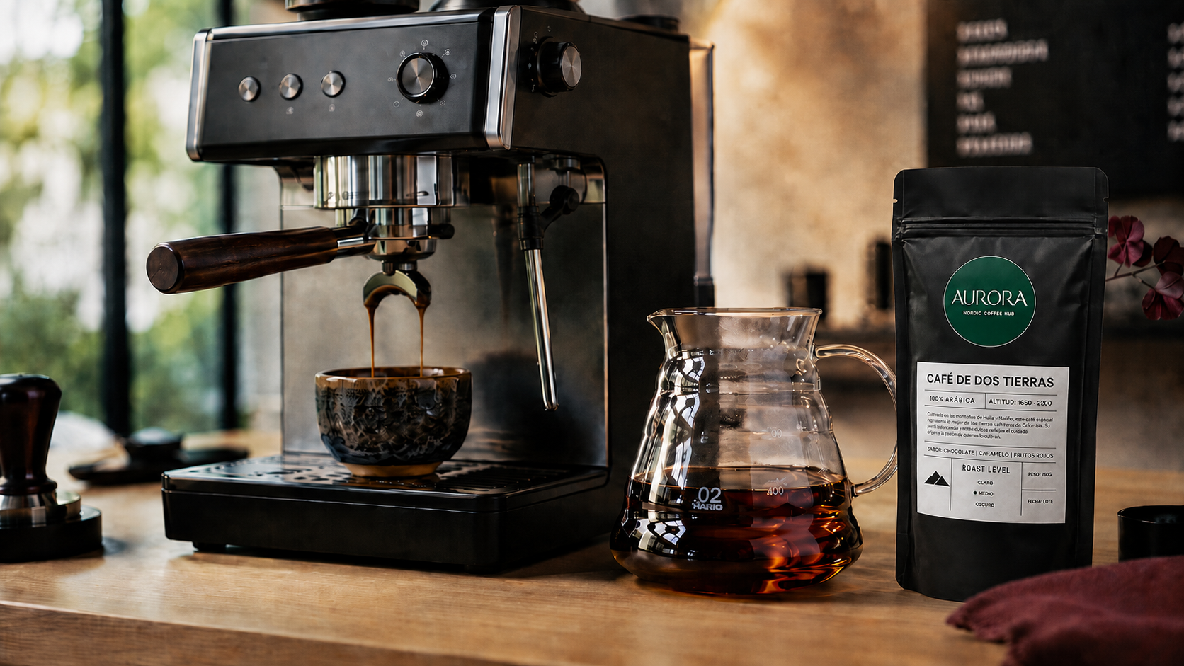 Warm Espresso Bar with Glass Carafe