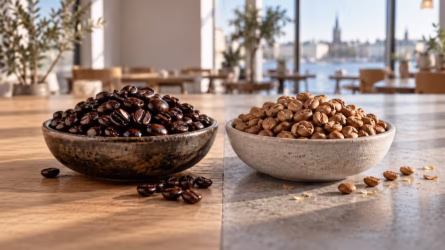 Split-Surface Coffee Bean Still Life